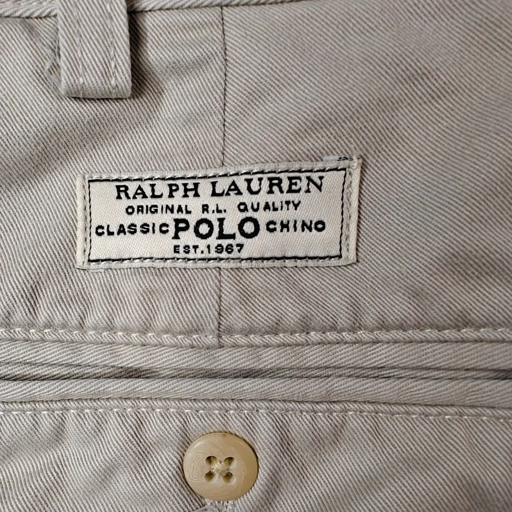VTG Polo Ralph Lauren Mens Chino Pants 36x34 Khaki Tan Cotton Straight Leg